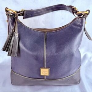 Dooney & Bourke Dark Blue and Brown Leather Hobo Bag